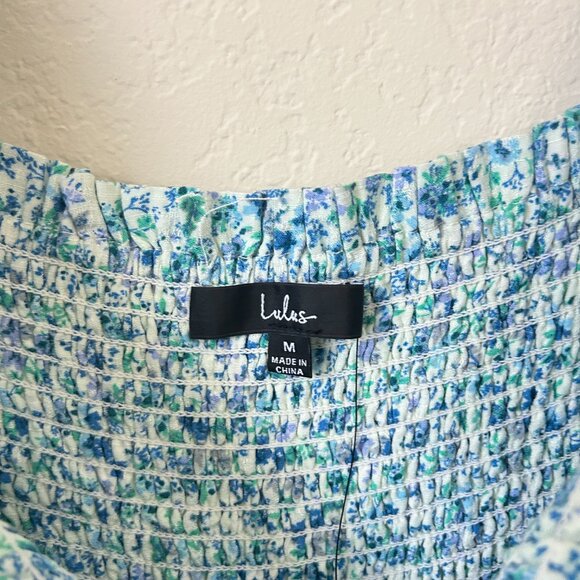 New Lulus Dress Womens Medium Blue Ready to Bloom Floral Smocked Tiered Maxi M - Picture 9 of 9